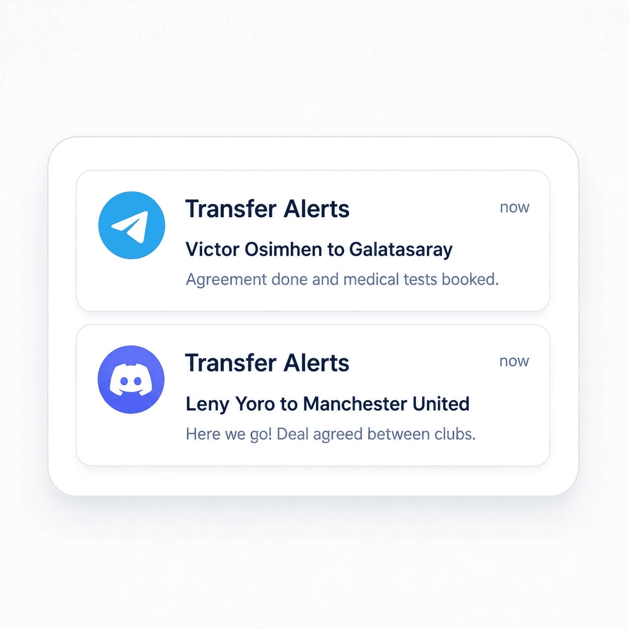 Telegram and Discord alerts